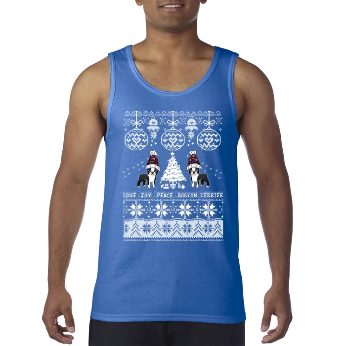 Cute Boston Terrier Christmas Sweater Gift Boston Dog Lover Tank Top