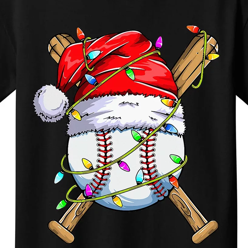 Christmas Baseball Team Santa funny Sports Xmas Kids T-Shirt