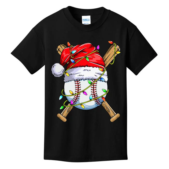 Christmas Baseball Team Santa funny Sports Xmas Kids T-Shirt