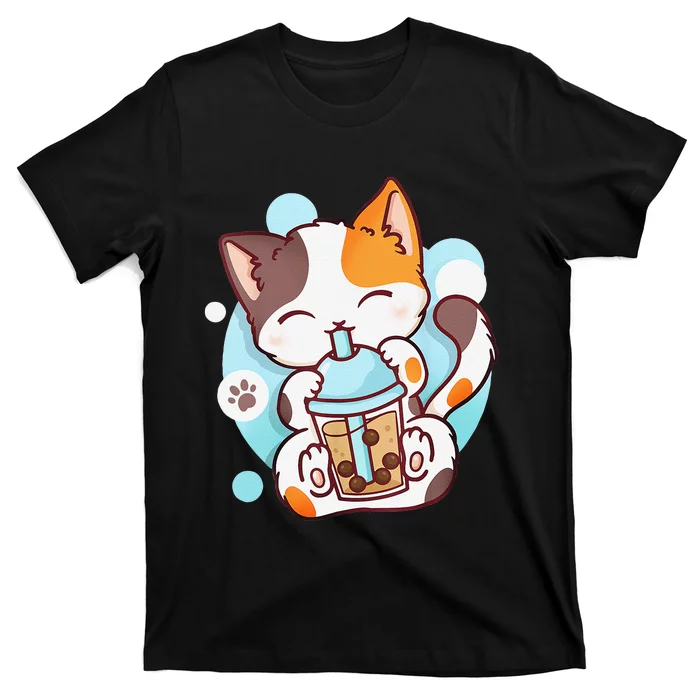 Cat Boba Tea Bubble Tea Anime Kawaii Neko T-Shirt