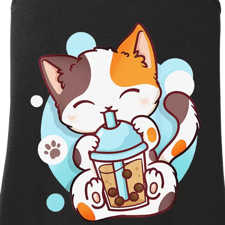 Cat Boba Tea Bubble Tea Anime Kawaii Neko Ladies Essential Tank