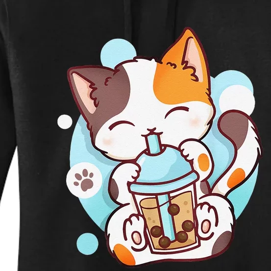 Cat Boba Tea Bubble Tea Anime Kawaii Neko Women's Pullover Hoodie