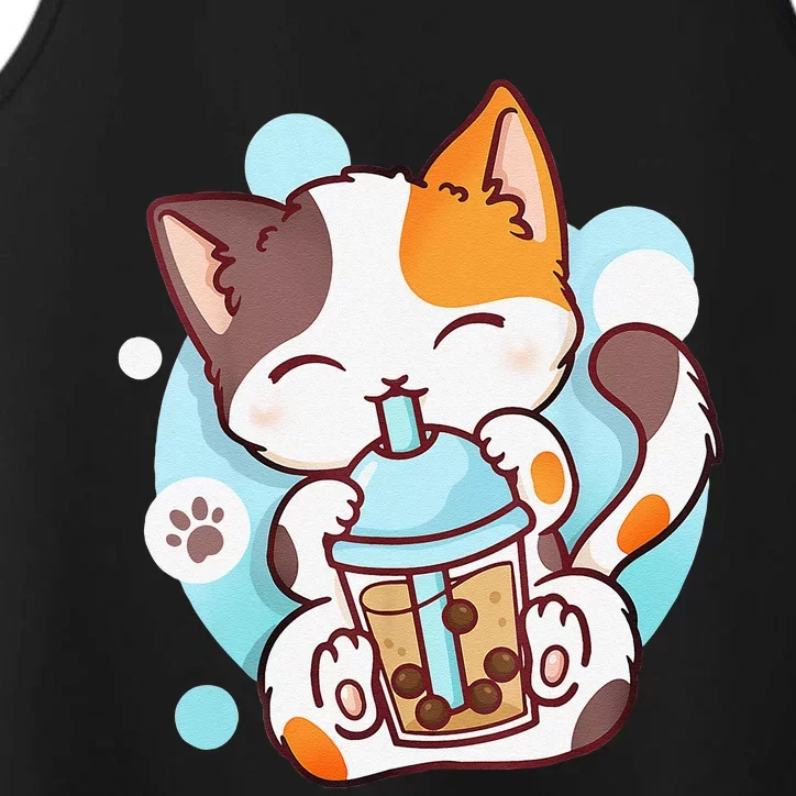 Cat Boba Tea Bubble Tea Anime Kawaii Neko Performance Tank