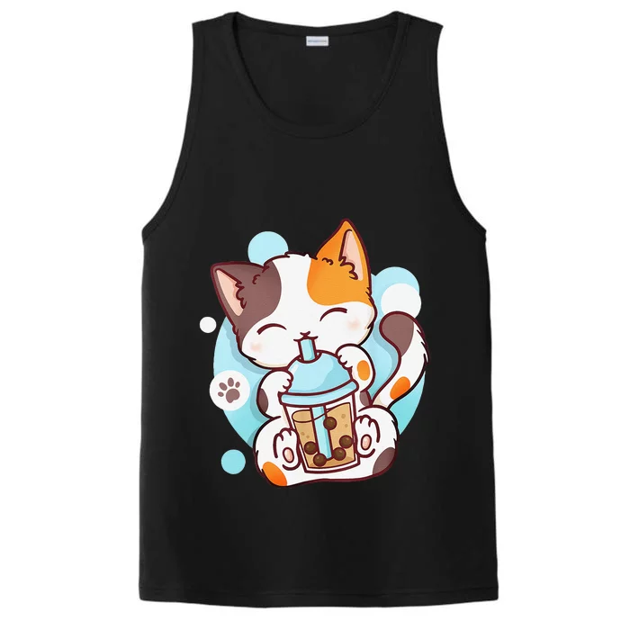 Cat Boba Tea Bubble Tea Anime Kawaii Neko Performance Tank