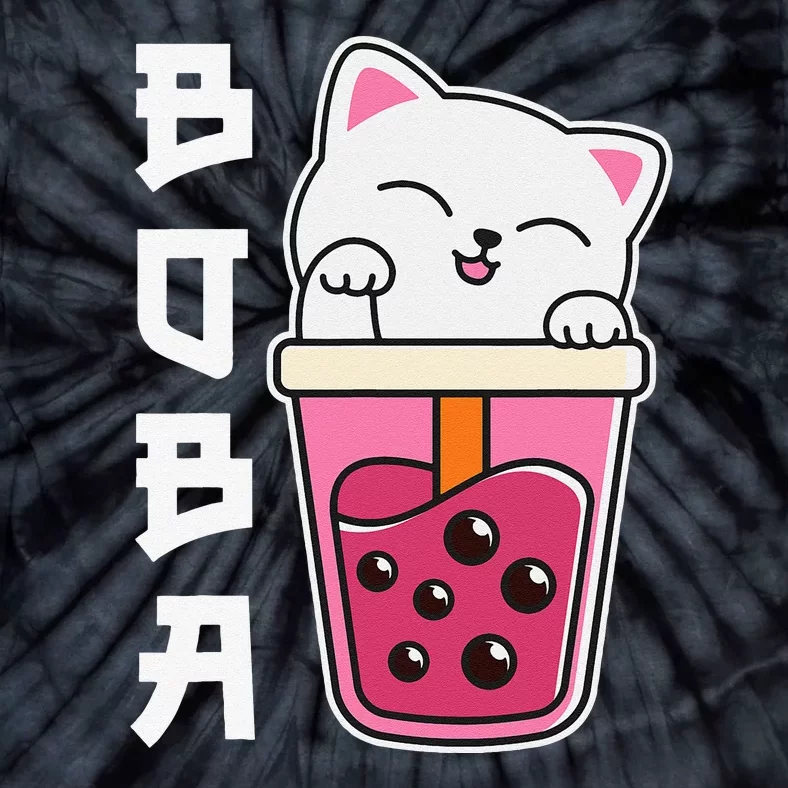 Cat Boba Tea Bubble Tea Anime Kawaii Tie-Dye T-Shirt