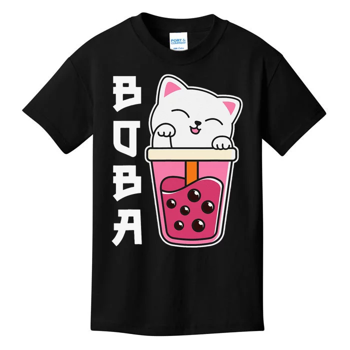 Cat Boba Tea Bubble Tea Anime Kawaii Kids T-Shirt