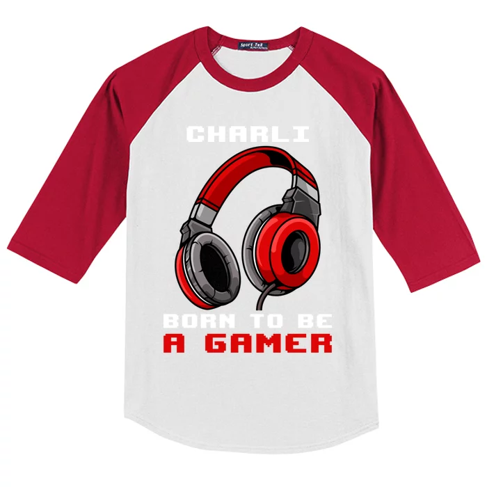 Charli Born To Be A Gamer Personalized Gift Kids Colorblock Raglan Jersey