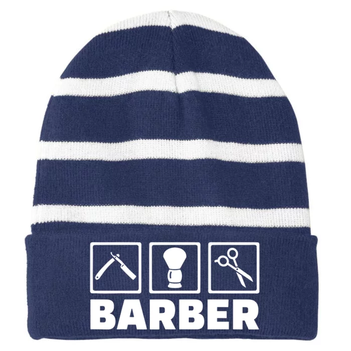 Cool Barber Tools Striped Beanie with Solid Band