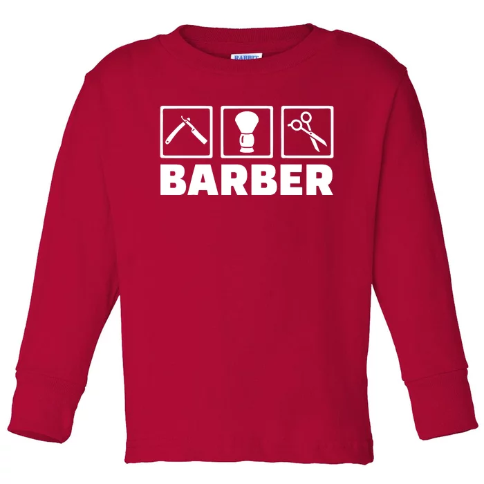 Cool Barber Tools Toddler Long Sleeve Shirt