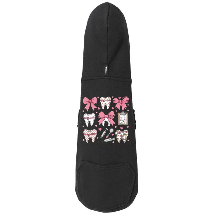 Coquette Bow Teeth Dentist Squad Dental Assistant Doggie 3-End Fleece Hoodie