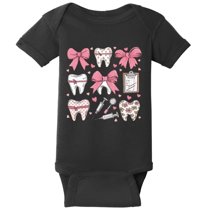 Coquette Bow Teeth Dentist Squad Dental Assistant Baby Bodysuit