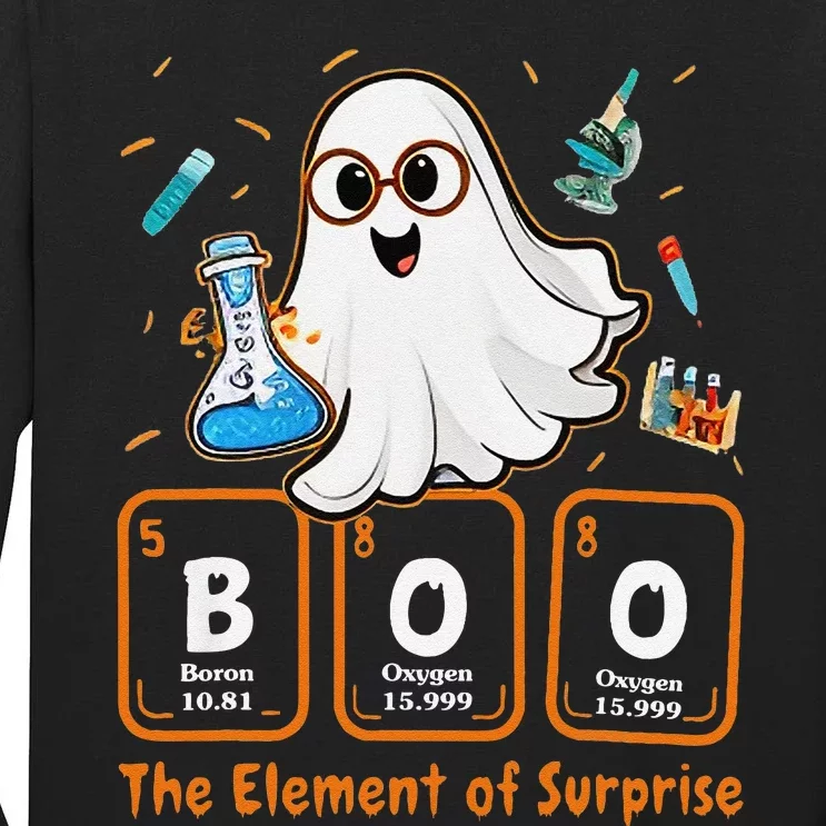 Chemistry Boo The Element Of Surprise Funny Periodic Table Gift Tall Long Sleeve T-Shirt