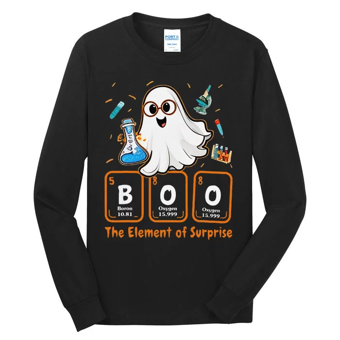 Chemistry Boo The Element Of Surprise Funny Periodic Table Gift Tall Long Sleeve T-Shirt