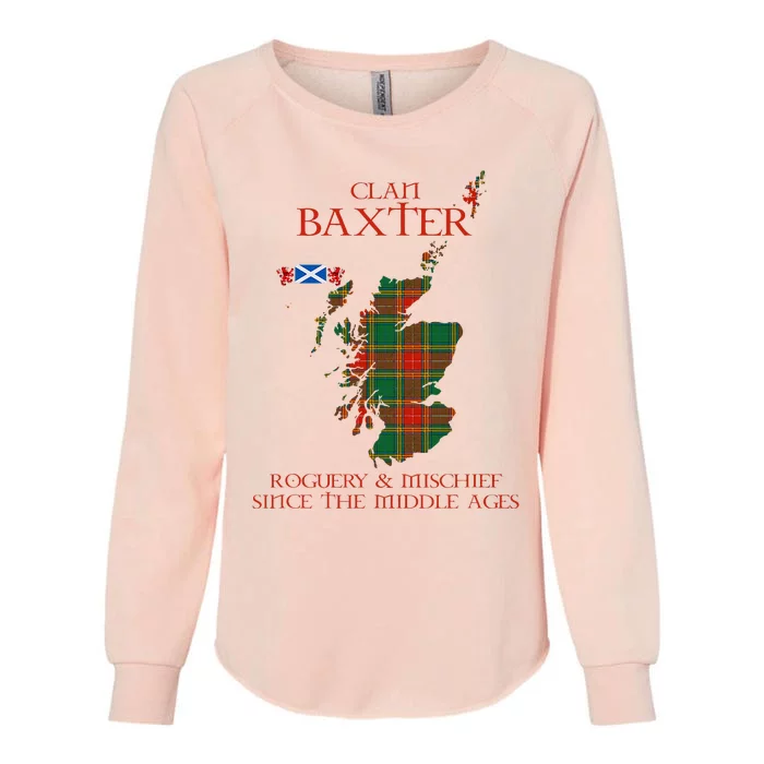 Clan Baxter Tartan Scotland Maps Saltire Lion Rampant Womens California Wash Sweatshirt