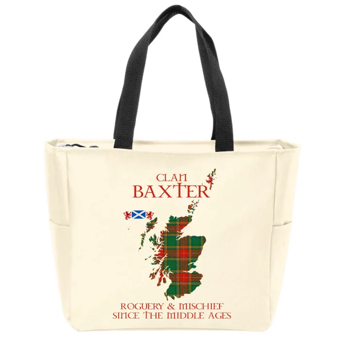 Clan Baxter Tartan Scotland Maps Saltire Lion Rampant Zip Tote Bag