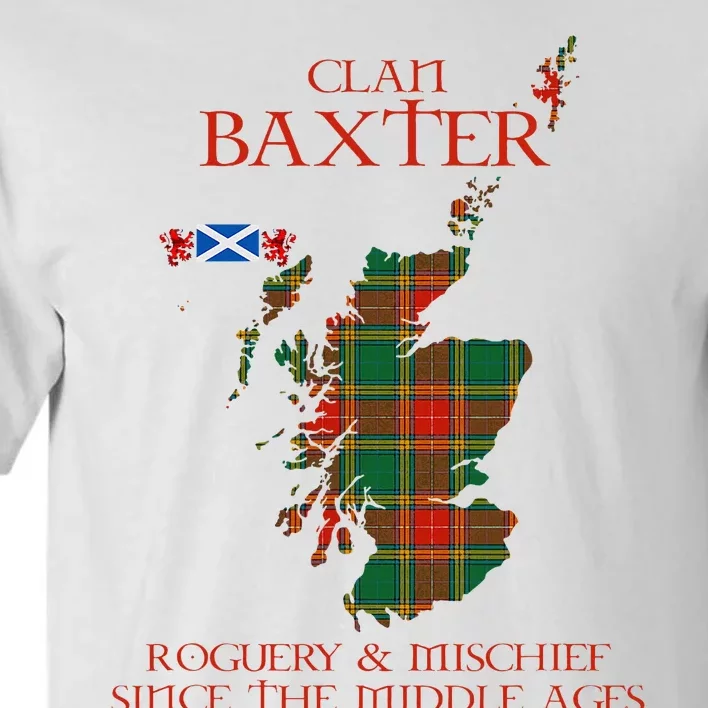 Clan Baxter Tartan Scotland Maps Saltire Lion Rampant Tall T-Shirt