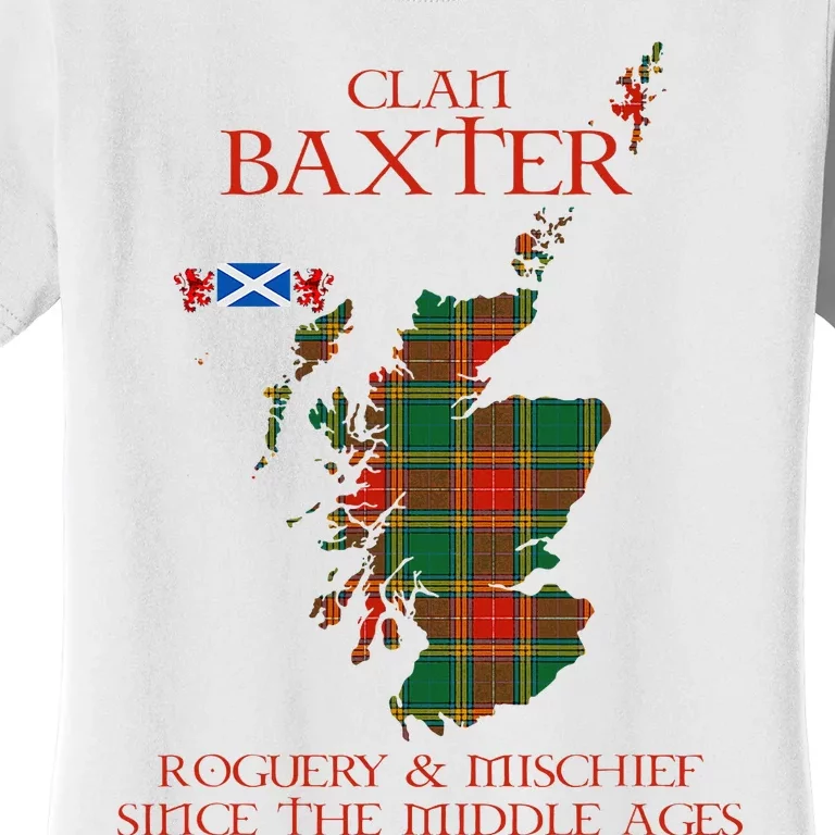 Clan Baxter Tartan Scotland Maps Saltire Lion Rampant Women's T-Shirt