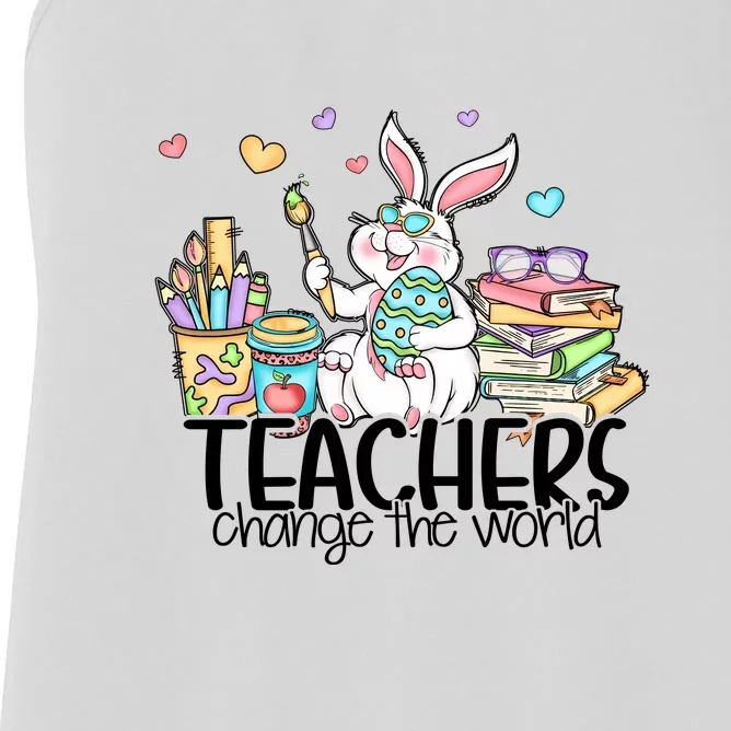 Cute Bunny Teachers Change The World Easter Day Women's Racerback Tank