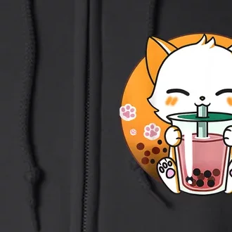 Cat Boba Tea Bubble Tea Anime Kawaii Neko Gifts Girl Teens Full Zip Hoodie