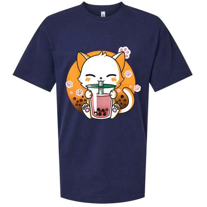 Cat Boba Tea Bubble Tea Anime Kawaii Neko Gifts Girl Teens Sueded Cloud Jersey T-Shirt