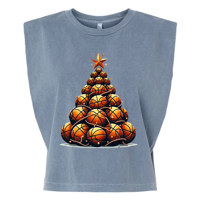 Christmas Basketball Tree Gift Garment-Dyed Women's Muscle Tee