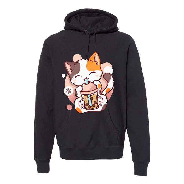 Cat Boba Tea Bubble Tea Anime Kawaii Neko Premium Hoodie