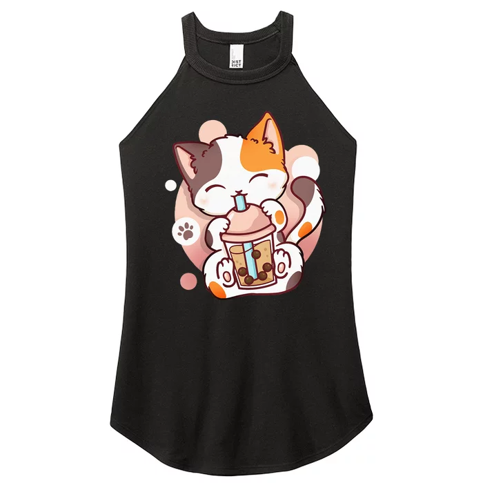 Cat Boba Tea Bubble Tea Anime Kawaii Neko Women’s Perfect Tri Rocker Tank