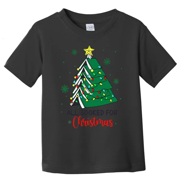 Christmas Book Tree Retro All Booked for Christmas Toddler T-Shirt