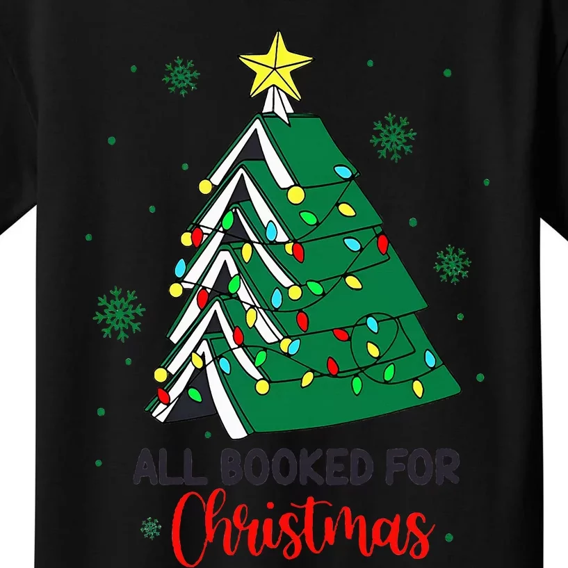 Christmas Book Tree Retro All Booked for Christmas Kids T-Shirt