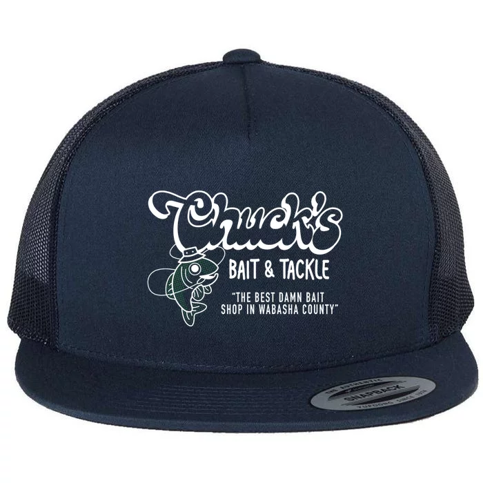 Chuck's Bait & Tackle The Best Damn Bait Shop in Wabsha Country Fishing Father's Day Flat Bill Trucker Hat