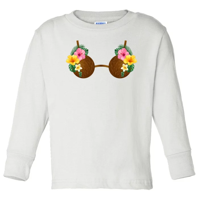 Coconut Bra Tiki Toddler Long Sleeve Shirt