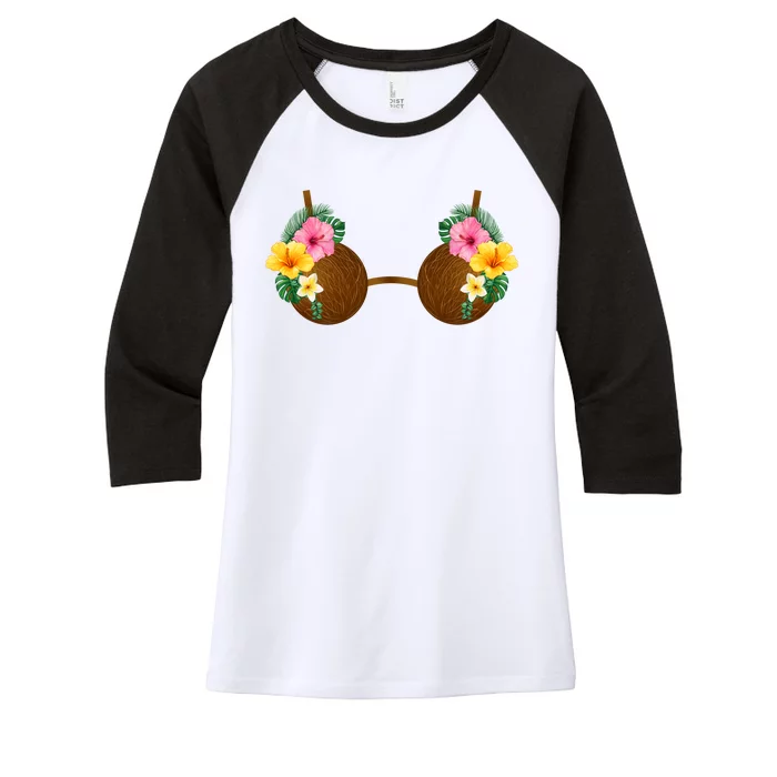 Coconut Bra Tiki Women's Tri-Blend 3/4-Sleeve Raglan Shirt