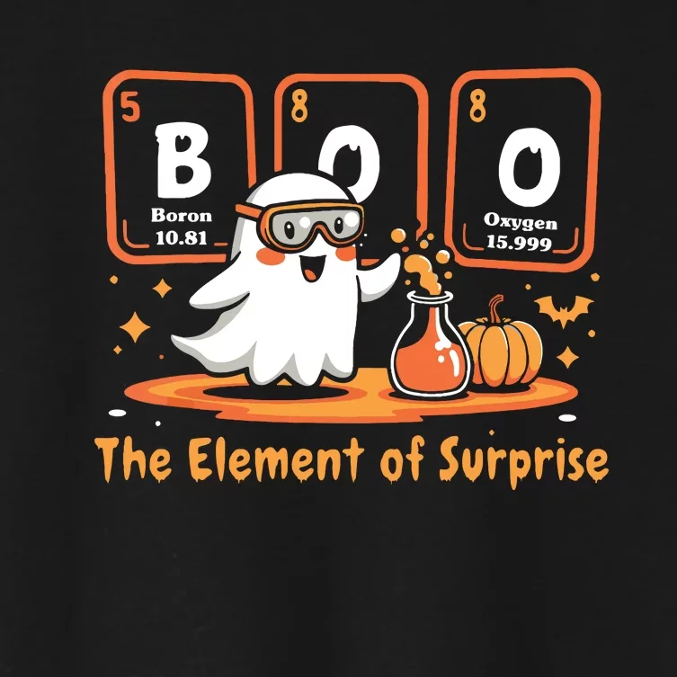 Chemistry Boo The Element Of Surprise Cute Chemist Halloween Women's Crop Top Tee