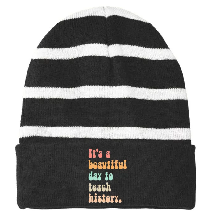 Cute back to school retro Social Studies Teacher Striped Beanie with Solid Band