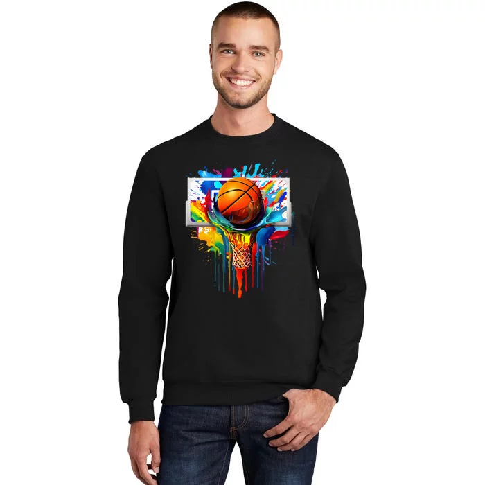 Colorful Basketball Tie Dye Color Splash Hoop Net Slam Dunk Sweatshirt