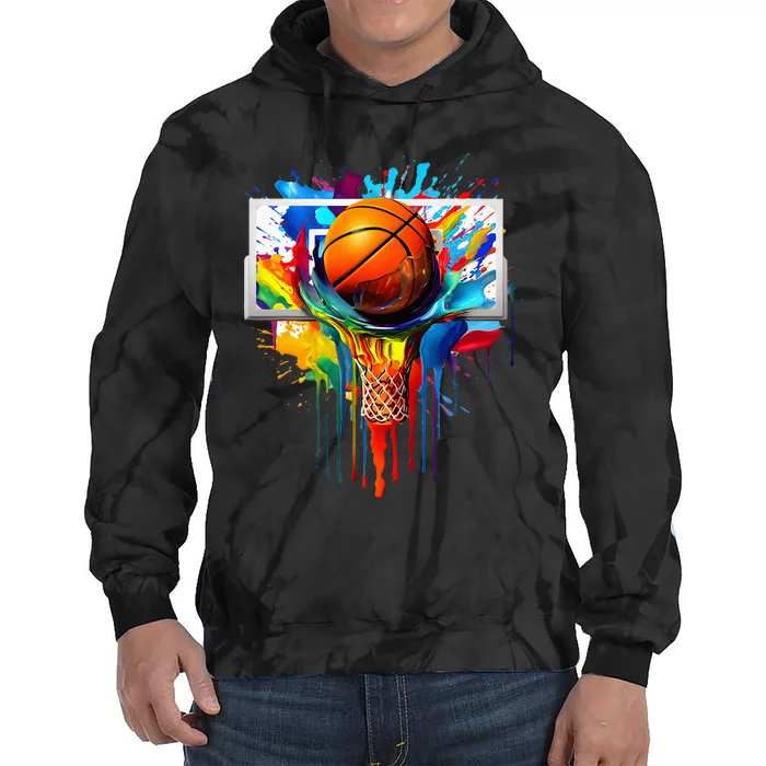 Colorful Basketball Tie Dye Color Splash Hoop Net Slam Dunk Tie Dye Hoodie