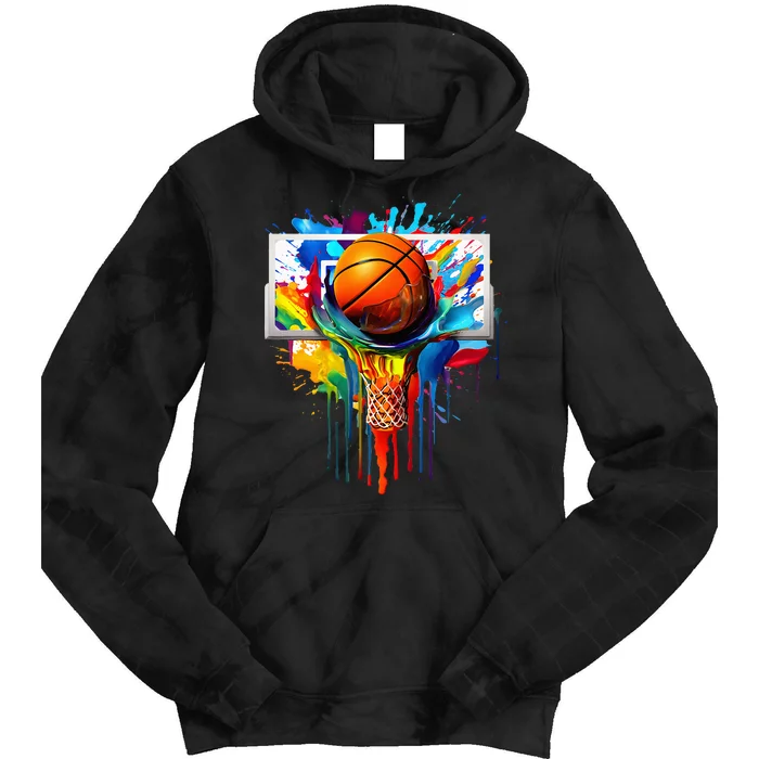 Colorful Basketball Tie Dye Color Splash Hoop Net Slam Dunk Tie Dye Hoodie