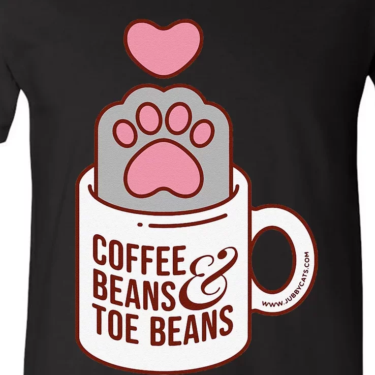 Coffee Beans & Toe Beans Funny Cute Cat Puns Toe Beans V-Neck T-Shirt