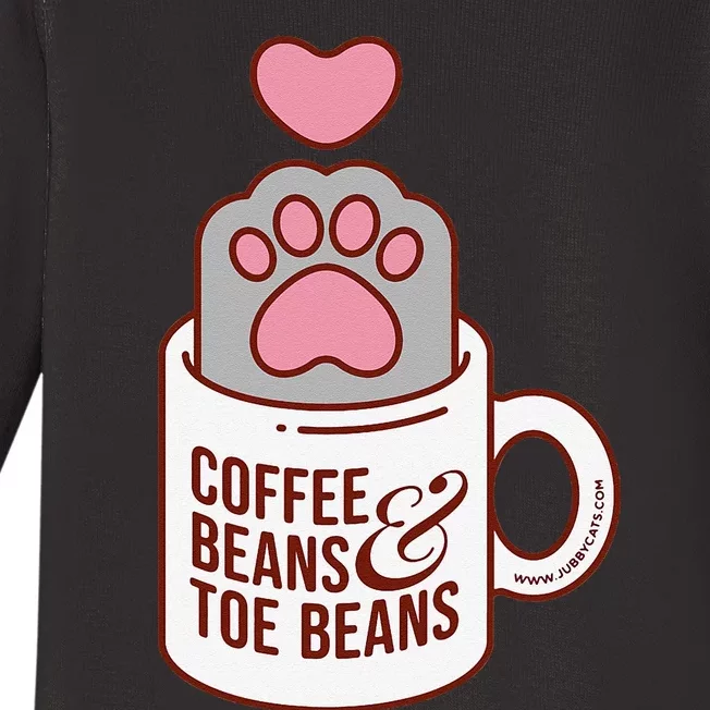 Coffee Beans & Toe Beans Funny Cute Cat Puns Toe Beans Baby Long Sleeve Bodysuit