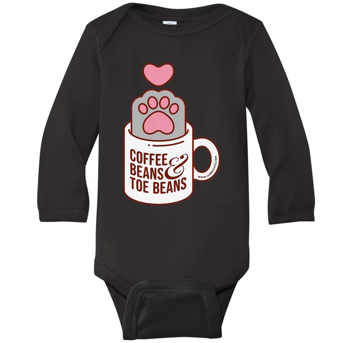 Coffee Beans & Toe Beans Funny Cute Cat Puns Toe Beans Baby Long Sleeve Bodysuit