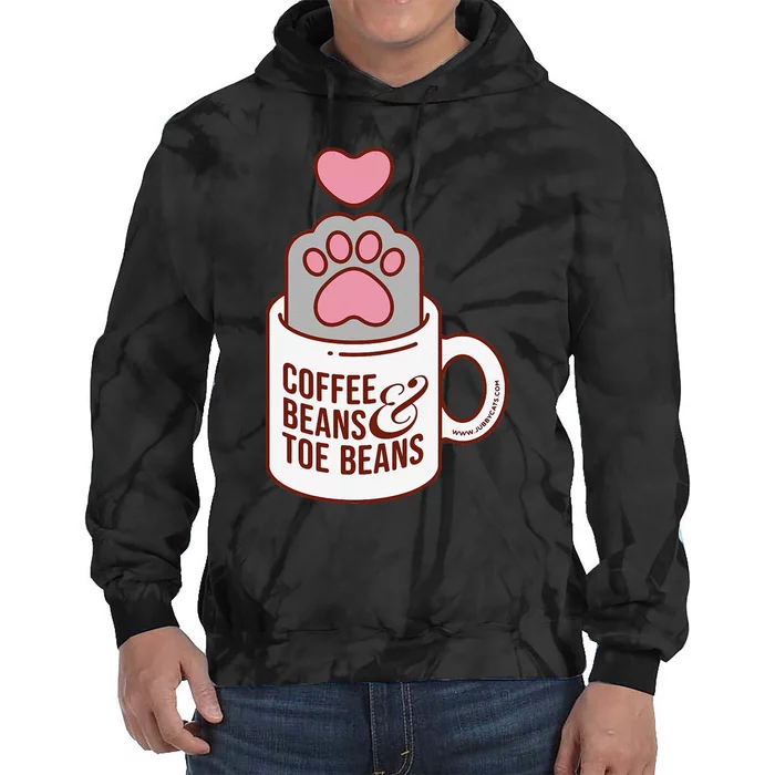 Coffee Beans & Toe Beans Funny Cute Cat Puns Toe Beans Tie Dye Hoodie