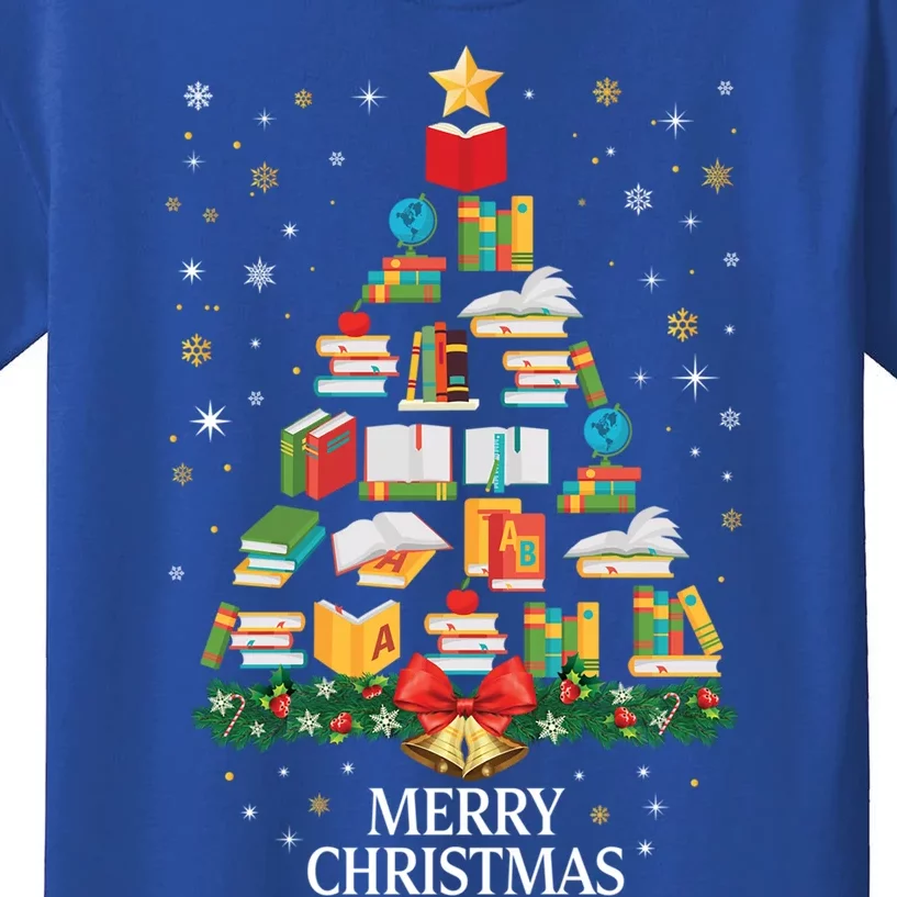 Christmas Books Tree Design Books Xmas Meaningful Gift Kids T-Shirt