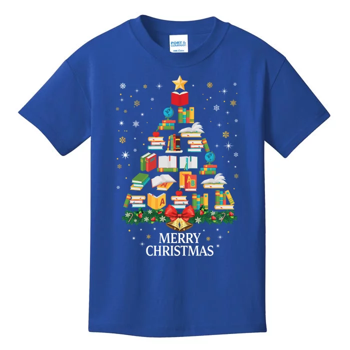 Christmas Books Tree Design Books Xmas Meaningful Gift Kids T-Shirt