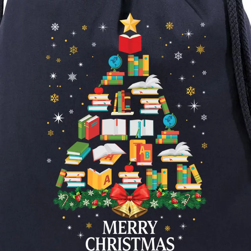 Christmas Books Tree Design Books Xmas Meaningful Gift Drawstring Bag