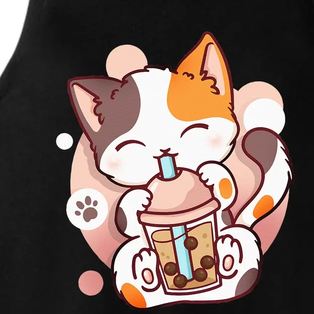 Cat Boba Tea Bubble Tea Anime Kawaii Neko Ladies Tri-Blend Wicking Tank