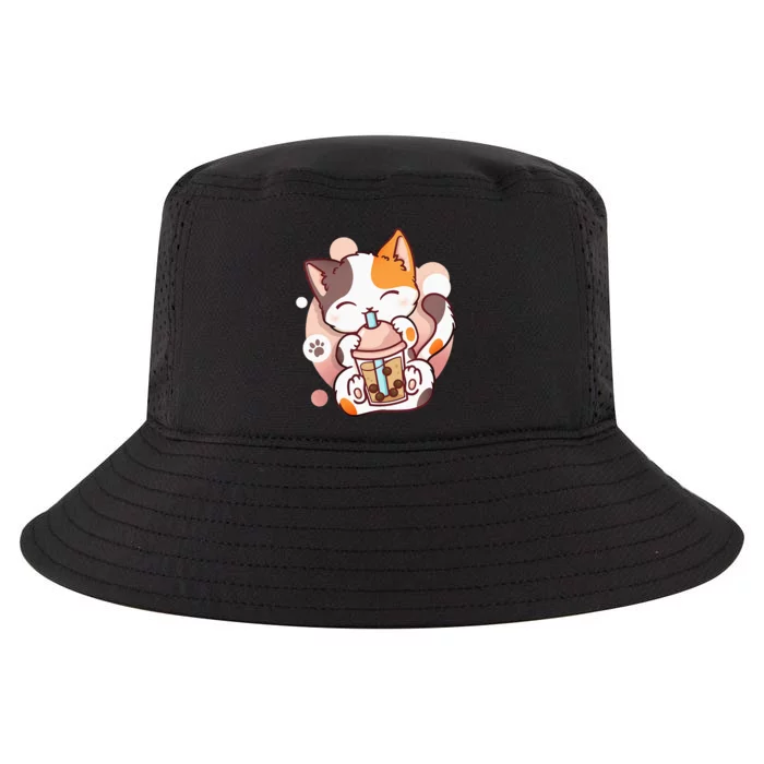 Cat Boba Tea Bubble Tea Anime Kawaii Neko Cool Comfort Performance Bucket Hat