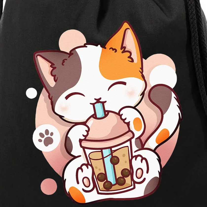 Cat Boba Tea Bubble Tea Anime Kawaii Neko Drawstring Bag