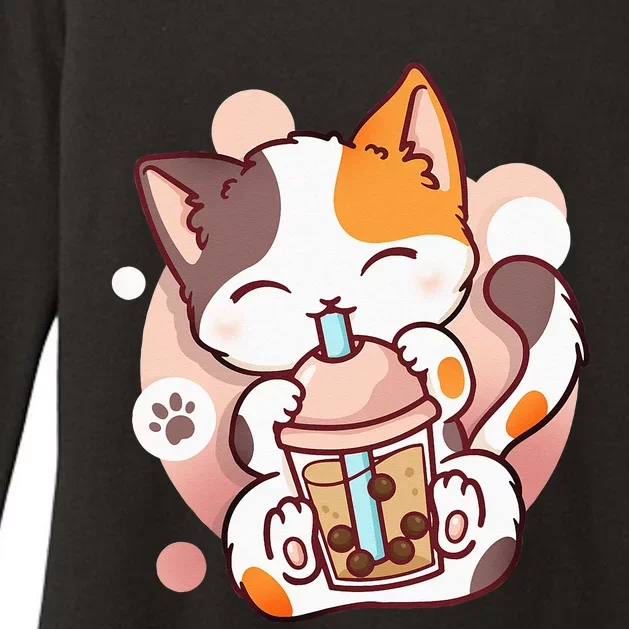 Cat Boba Tea Bubble Tea Anime Kawaii Neko Womens CVC Long Sleeve Shirt