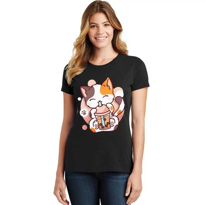 Cat Boba Tea Bubble Tea Anime Kawaii Neko Women's T-Shirt