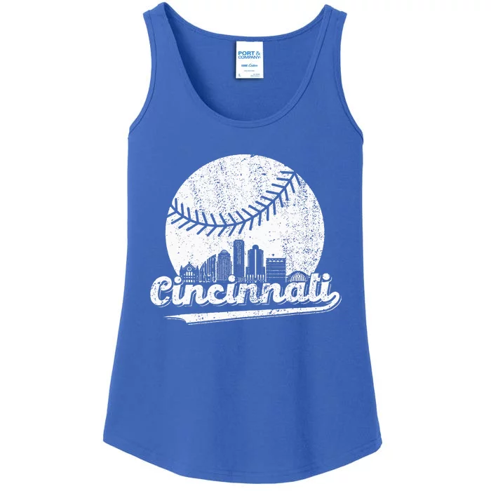 Cincinnati Baseball Throwback Classic Retro Vintage Ladies Essential Tank